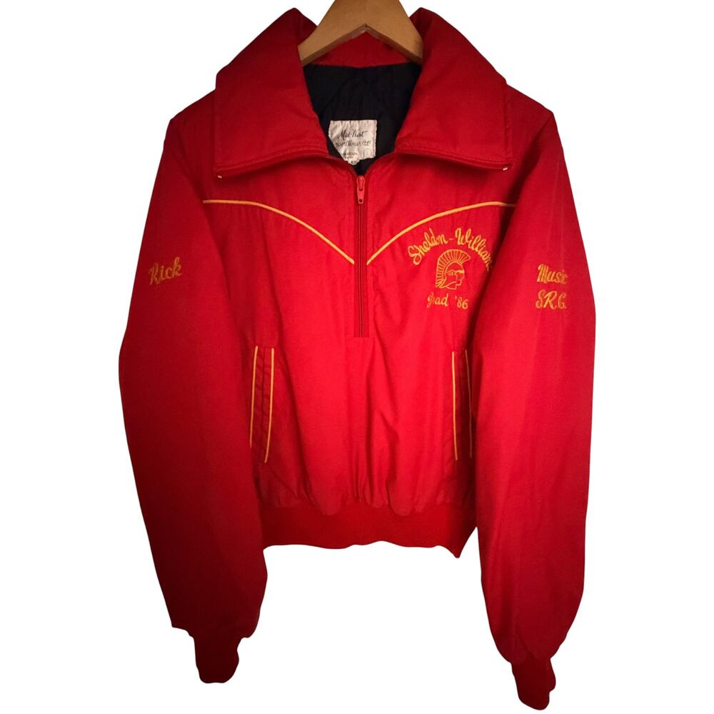 Vintage 1986 Mid-West Sportswear Men's Large Red Grad Pullover Jacket
